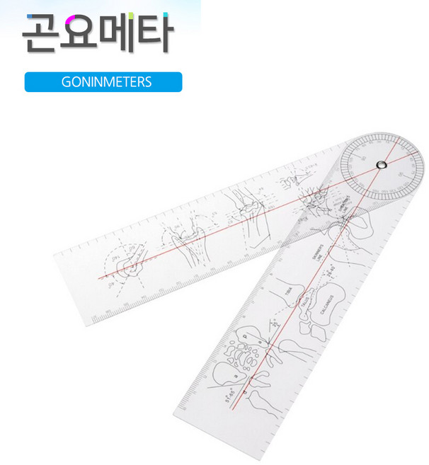 고니오미터(PVC) 18cm 관절정형외과도구 각도 눈금자, 1개