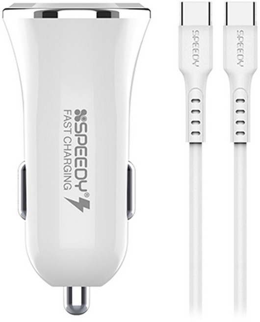 반값충전기 스피디 CtoC PD3.0 (18W) 차량용충전기 화이트 PD충전기, 1개