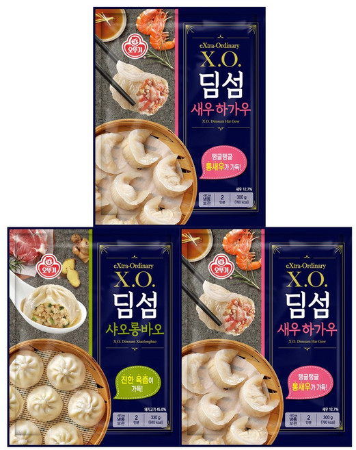 오뚜기 XO 딤섬 새우하가우 4봉+샤오롱바오 2봉, 1세트, 1.26kg