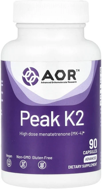 Advanced Orthomolecular Research AOR 피크 K2 90 베지캡슐, 5개, 90정 - 쿠팡