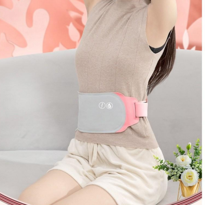 Fowod 복부온열기 진동 복대 마사지기 생리통 허리 찜질기, 그레이, SSS