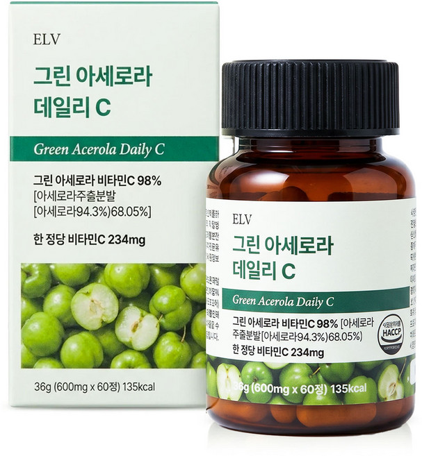 엘리브 그린 아세로라 데일리 C 천연 비타민C, 1개, 60정