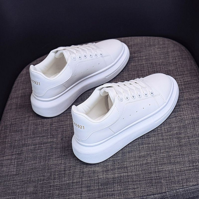 MUSE 情侶厚底休閒小白鞋 經典黑白配色款