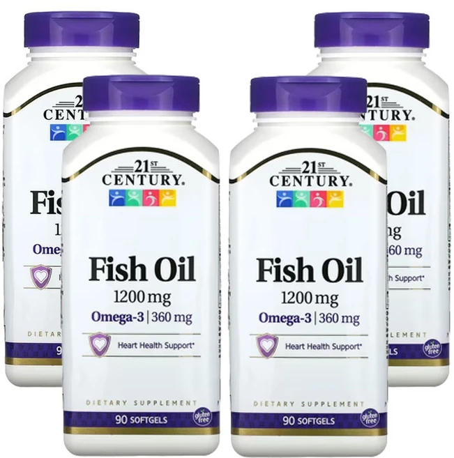 21세기센츄리 피쉬 오일 1 200mg 소프트젤 90정, 4팩 - 쿠팡