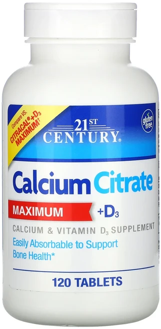21st Century 구연산 칼슘 맥시멈 + D3 120정, 1개 - 쿠팡