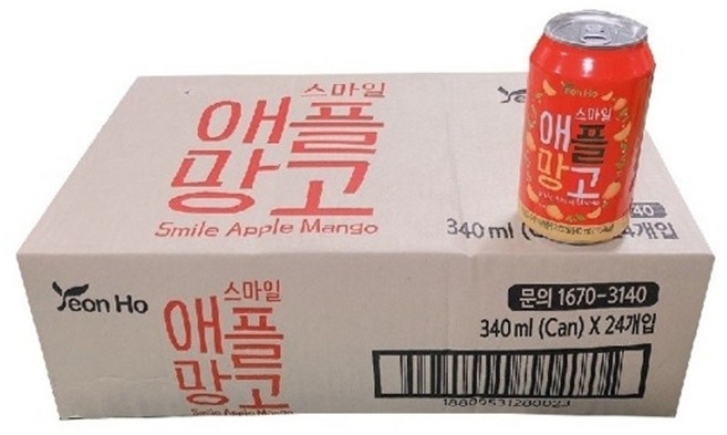 애플망고 340ml 24캔 1박스, 24개
