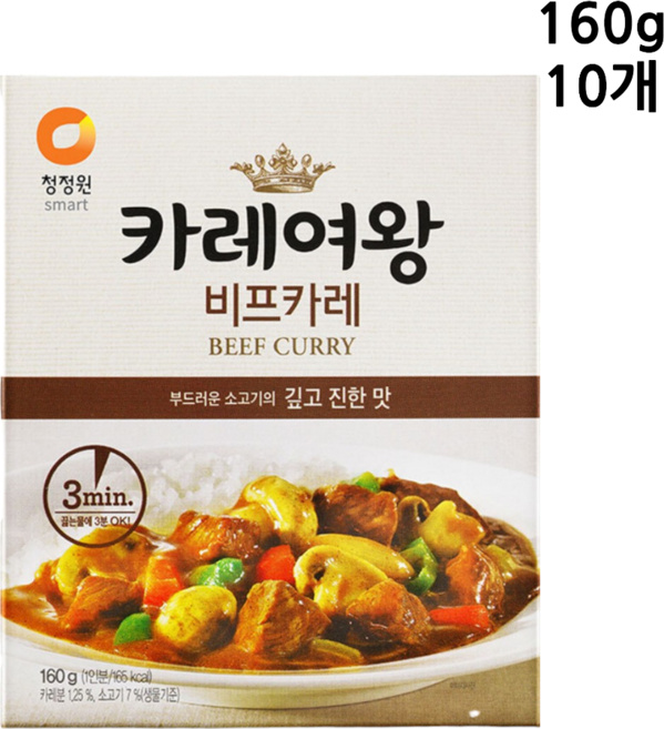 청정원 카레여왕 비프카레, 160g, 10개