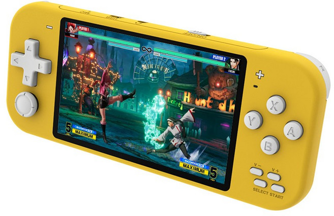 SorJar 게임기 휴대용 5000종 고화질 고전게임 4.3 인치 지원 한글, 노란색