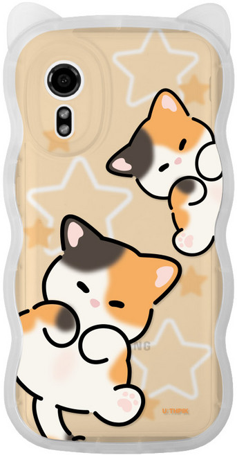 갤럭시X커버 G525 전용 고양이귀 쫑긋 캣웨이브 디자인 투명케이스