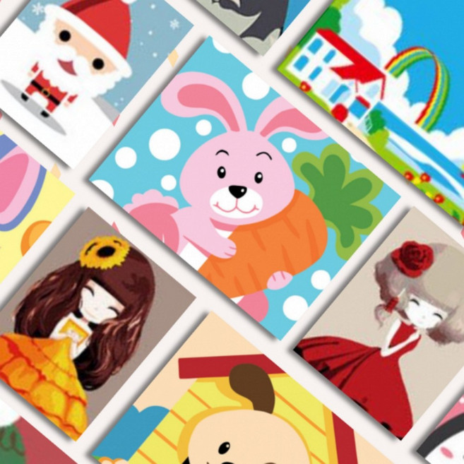 별도표기 초등학생 유치원 미술 명화 그리기 캔버스 유화그리기 세트 토끼 코끼리 루돌프 그림그리기 액자, 1개