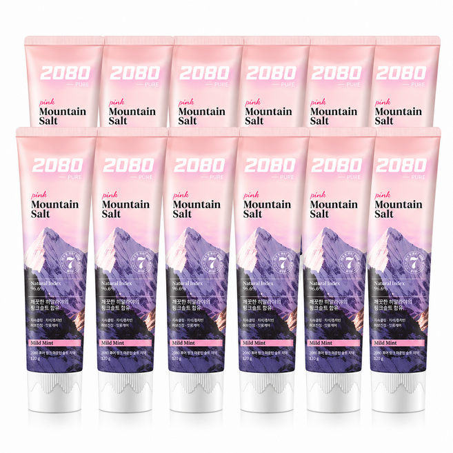 2080 핑크솔트 마운틴 퓨어 플러스 치약, 150g, 12개