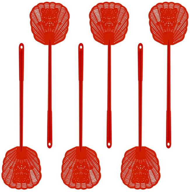 파리채 모기채 칼라 (고급 철심 파리채), 레드-6개