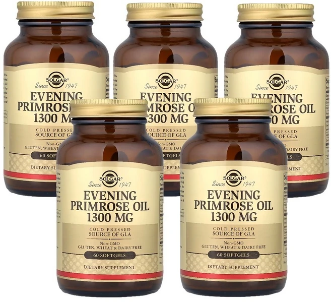솔가 달맞이꽃 종자유 달맞이꽃 오일 감마리놀렌산 1300 mg 60소프트젤 x 5통, 60정 - 쿠팡