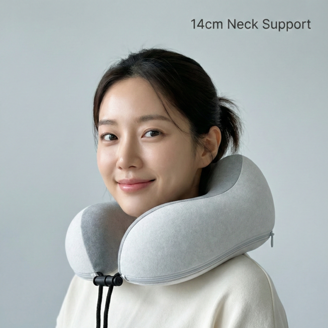 LUNEB 14cm 하이넥 목꺾임 방지 여행용 기내용 비행기 메모리폼 깁스 목베개 쿠션