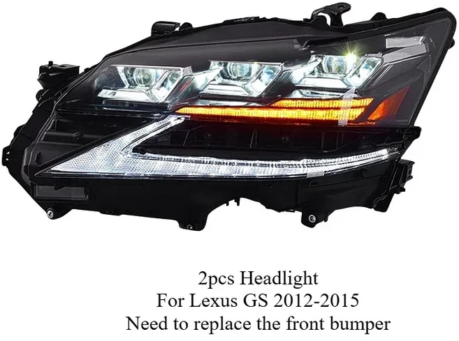 렉서스 GS250 용 헤드 램프 2012-2016-2019 DRL H7 LED Bi Xenon 전구 어셈블리 업그레이드 동적 신호 액세