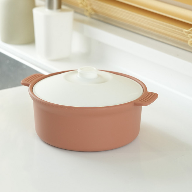 꿈꾸는리빙 국산 실리콘 계란찜기 전자레인지 용기 무독성 찜기 주방용품, 대형 원형 / 바디:피치베이지 / 뚜껑:화이트, 1개