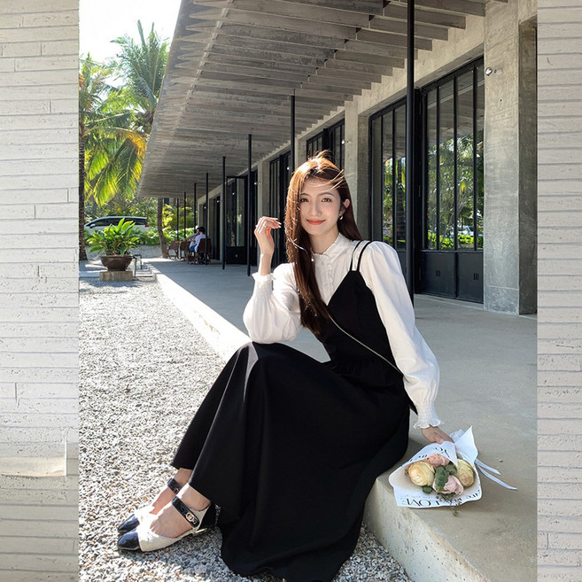 블랑루즈 그레잇 민소매 브이넥 롱 원피스