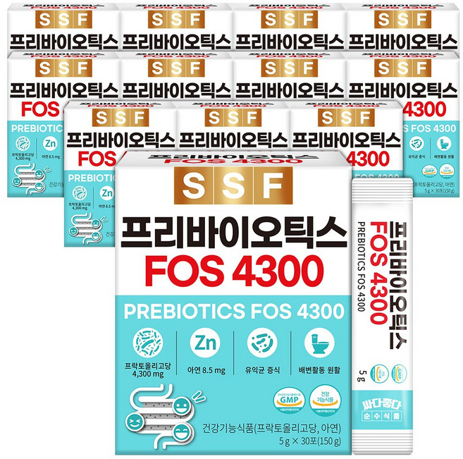 순수식품 프리바이오틱스 FOS4300 12박스(360포) 아연 프락토올리고당, 360개, 5g