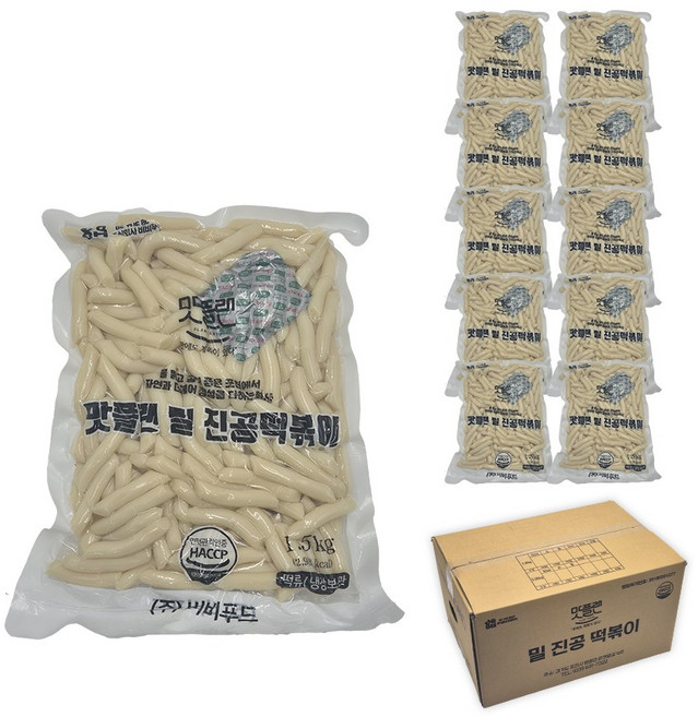 [박스] 맛플랜 비비푸드 밀 진공 떡볶이 떡 (8mm) 1.5kg X 10개