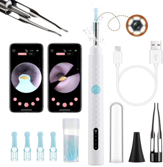 스마트 비주얼 업그레이드 귀지 제거기 카메라 800W HD 내시경 다기능 청소 도구, 01 하얀색