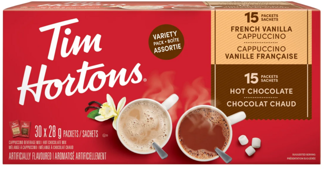 캐나다 팀홀튼 핫초코 프렌치바닐라 카푸치노 버라이어티팩 인스턴트, 1박스