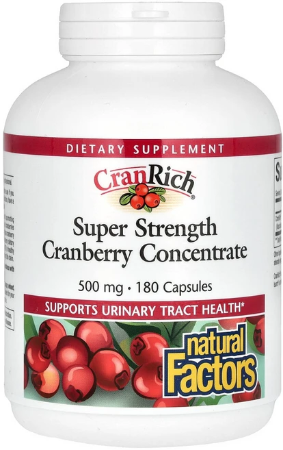 네추럴팩터스 크랜리치 슈퍼 스트랭스 크랜베리 컨센트레이트 500mg 캡슐, 180정, 1개 - 쿠팡