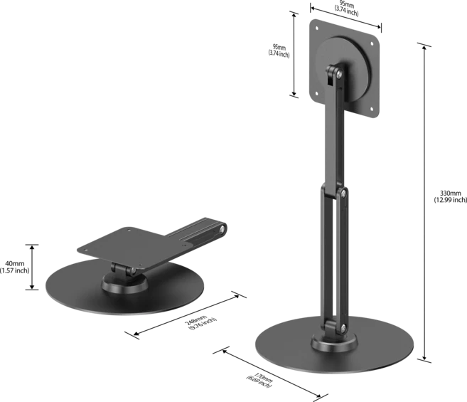 UPERFECT 조절식 자석 스탠드 홀더 (10~19인치 휴대용 모니터 태블릿용) 알루미늄 합금 접이식 암 회전 데, 01 금