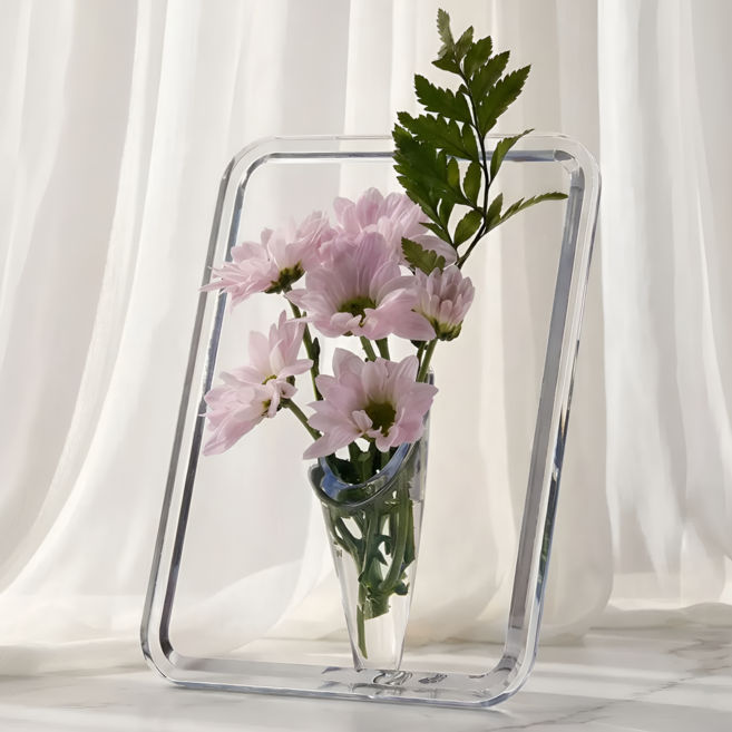 IGARDIN 미니 사각 꽃병 장식 화병, 투명