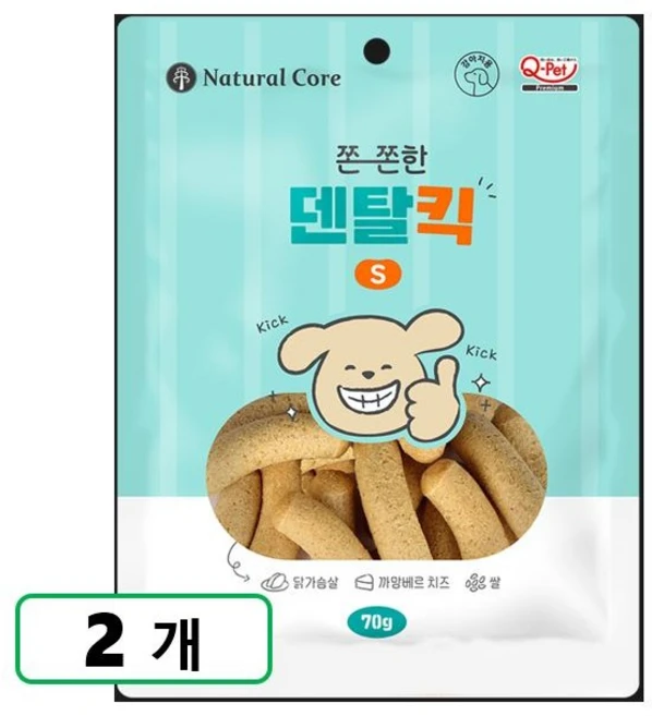 네츄럴코어 쫀쫀한 덴탈킥 S, 2개, 70g, 덴탈킥S - 쿠팡