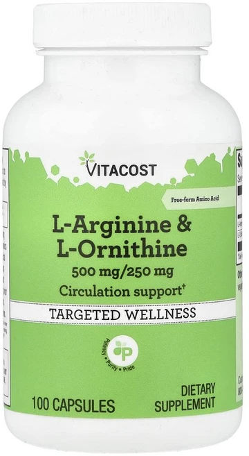비타코스트 L-아르기닌 & L-오르니틴 Vitacost L-Arginine & L-Ornithine 100정, 1개 - 쿠팡