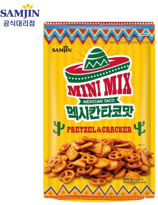 삼진 미니 프레첼 미니믹스 멕시칸타코맛 800g, 3개