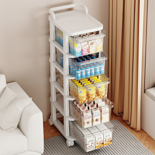 Frokom 다용도 이동식 서랍형 트롤리 카트 슬라이딩 수납장, 화이트