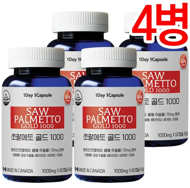 통라이프 쏘팔메토골드1000-(전립선건강+세포보호+에너지생성도움)-2개월-4병, 60정, 4개 - 쿠팡