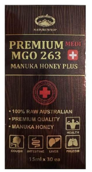 뉴질랜드 네이쳐스탑 NATURE`S TOP Medi Premium Manuka Honey Plus 프리미엄 매스틱 마누카꿀 (MGO 263+) 15ml x 30스틱, 6개, 450ml