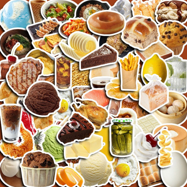 라온스티커 75매입 푸드 방수스티커 세트, 1세트, 혼합(S21132)75P