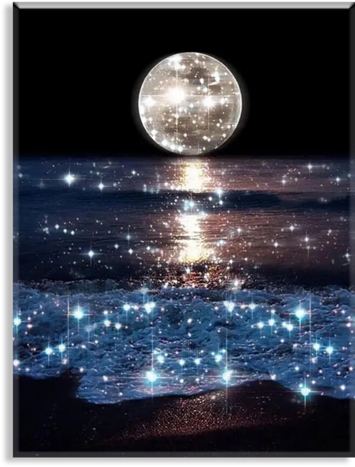 Diyee 보석십자수 캔버스형 취미 DIY세트 30x40cm, E1201 달빛 바다, 1세트