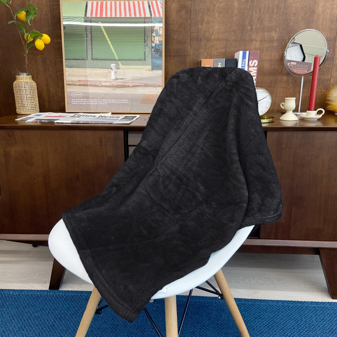 뽀송뽀송 고밀도 밍크 반려동물 극세사 더픔담요 5 Colors, 에보니블랙, 1개