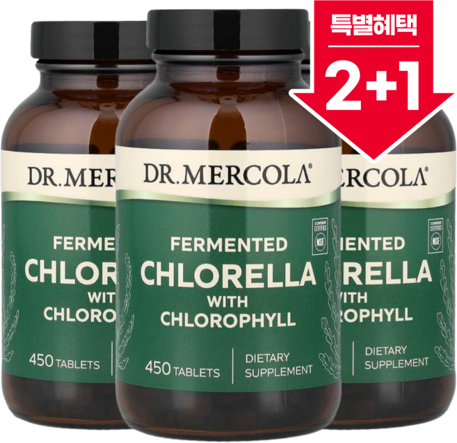 [2+1] 닥터머콜라 해조류 엽록소 발효 클로렐라 450정 / 해외직구 미국정품, 클로렐라 450정 3개, 3개