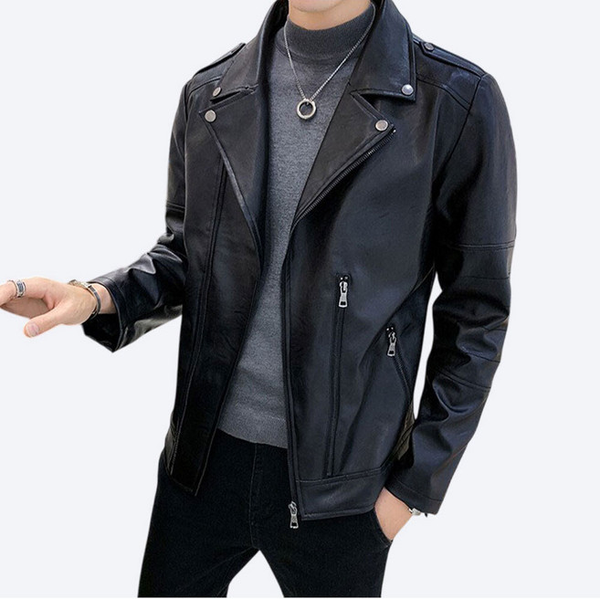 바르가 남성 바이크 라이딩 버튼 재킷 레더 자켓