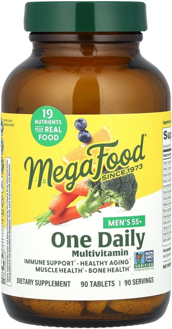 MegaFood 55세 이상 남성용 데일리 종합비타민 1정 90정 MegaFood (메가푸드), 1개 - 쿠팡