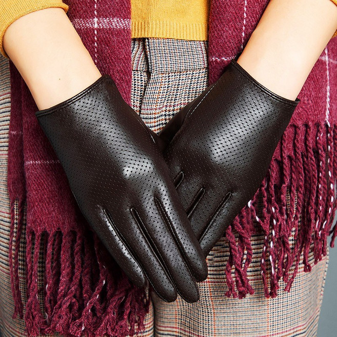 남성가죽장갑 가죽 남성장갑 운전 라이딩 터치스크린 통기 손톱관리 멋스러운 오토바이 헤드층 양가죽 장갑, C04-여성타입 브라운