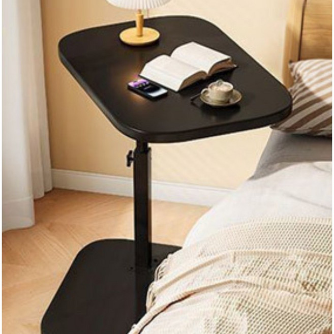 용일스토어 모던 높이조절 사이드테이블 보조 협탁, 블랙