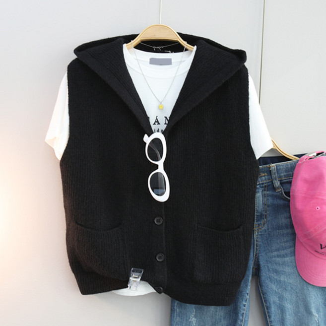 달콩 니트조끼 후드집업 간절기 후드조끼 라라니트베스트