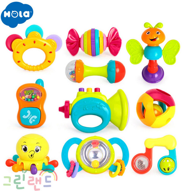 홀라 뉴 락킹래틀 딸랑이 10종 세트, 혼합 색상, 1개