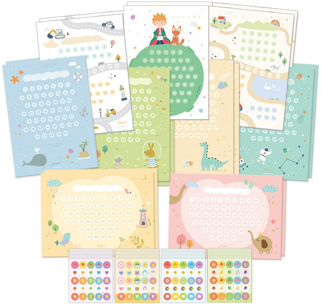 젤리박스 칭찬 스티커 인기 세트, 칭찬판(스티커 포함), 1세트