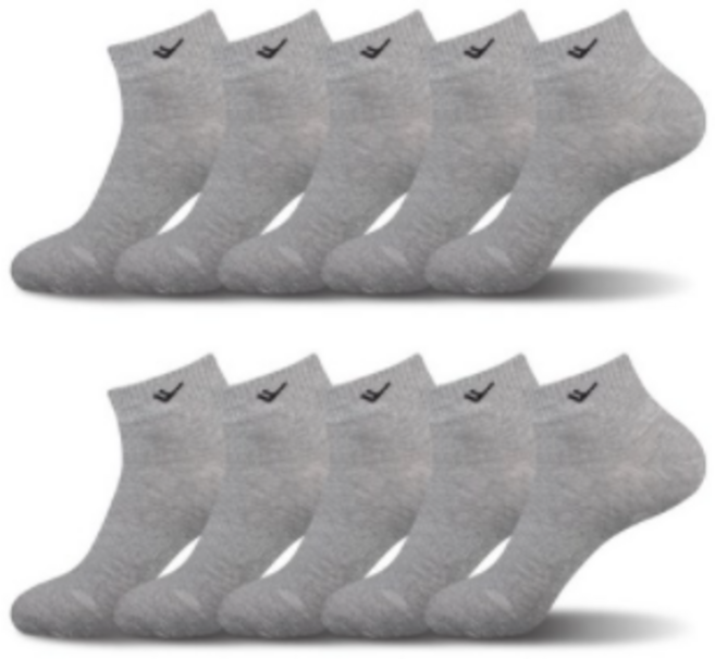 프로스펙스 남성용 B19타입 스포츠 논쿠션 단목 양말 10족, 그레이