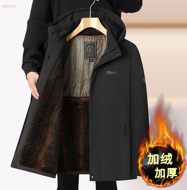 新款中老年男士棉衣加絨加厚爸爸裝冬裝外套棉服商務保暖棉襖