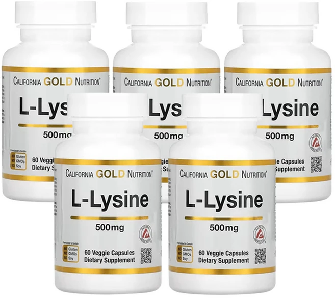 캘리포니아골드뉴트리션 L-라이신 500mg 식물성 캡슐 60정, 5개 - 쿠팡