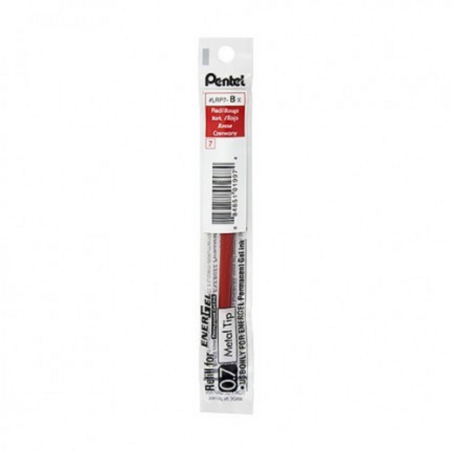 辦公王 Pentel 飛龍 耐水極速鋼珠筆芯, LRP7-B 紅 0.7mm, 1支
