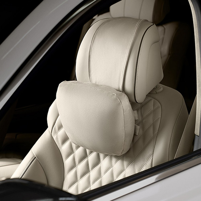 벤딕트 차량용 프리미엄 폭스 스웨이드 목쿠션 리니어, 샌드베이지, 1개